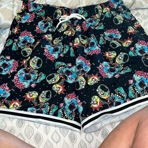 Rick And Morty NWT ROMWE Men Skull Print Striped Trim Drawstring Shorts. XXL(44)